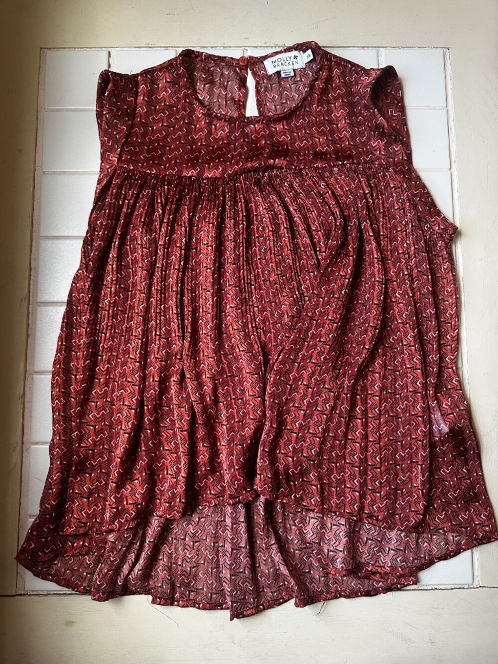 XS Molly Bracken Retro Rust/Bronze Shimmer Blouse